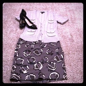 White House Black Market silver knit blouse